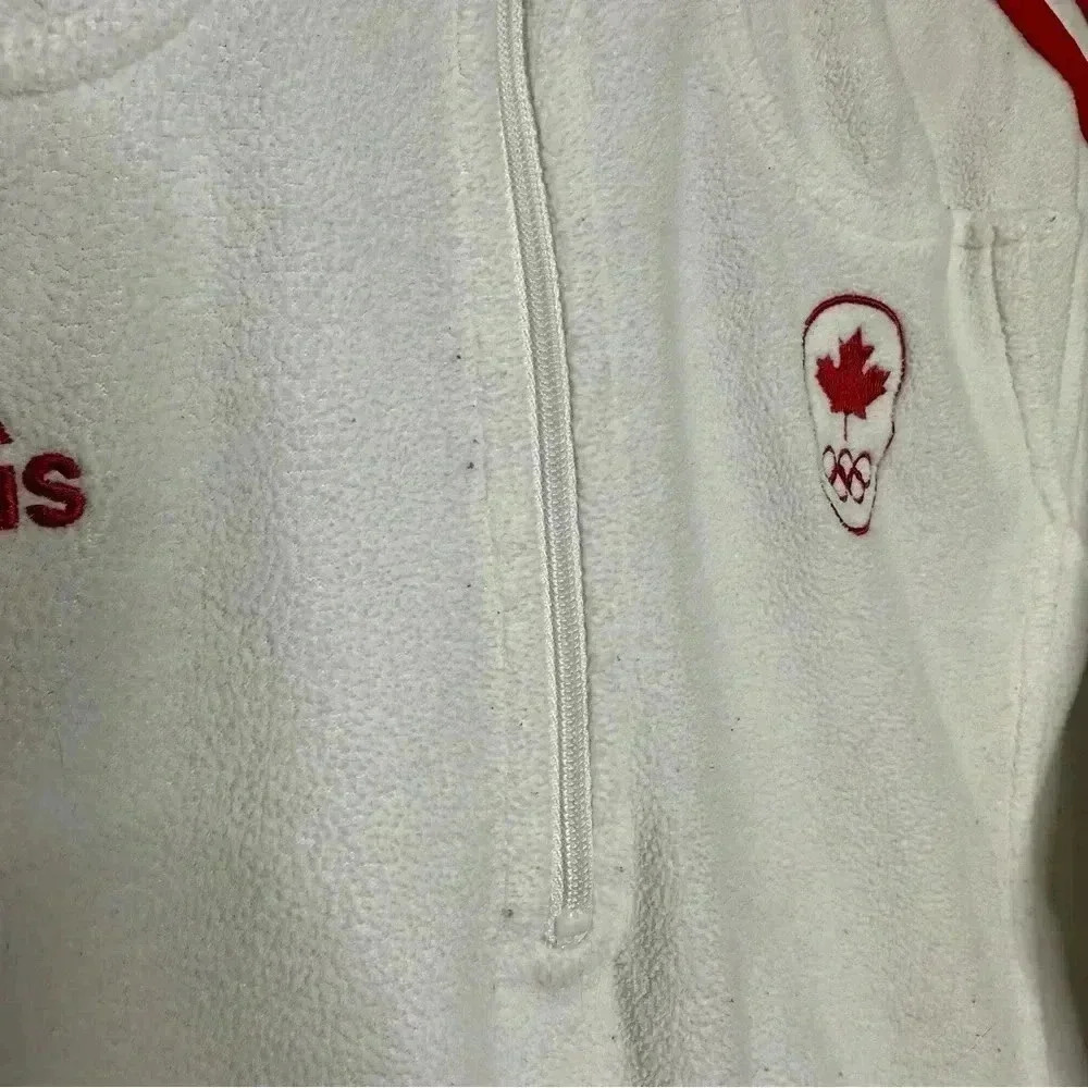 Adidas Training Jacket Canada Olympics Fleece White & Red Size Medium - Picture 5 of 16
